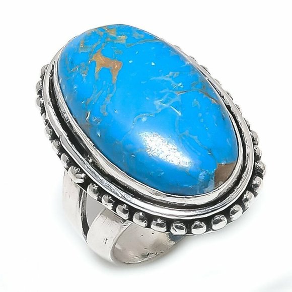 Katherine's Collection Jewelry - Gorgeous Genuine Large Native Inspired Blue Turquoise 925 Silver Ring Size 6